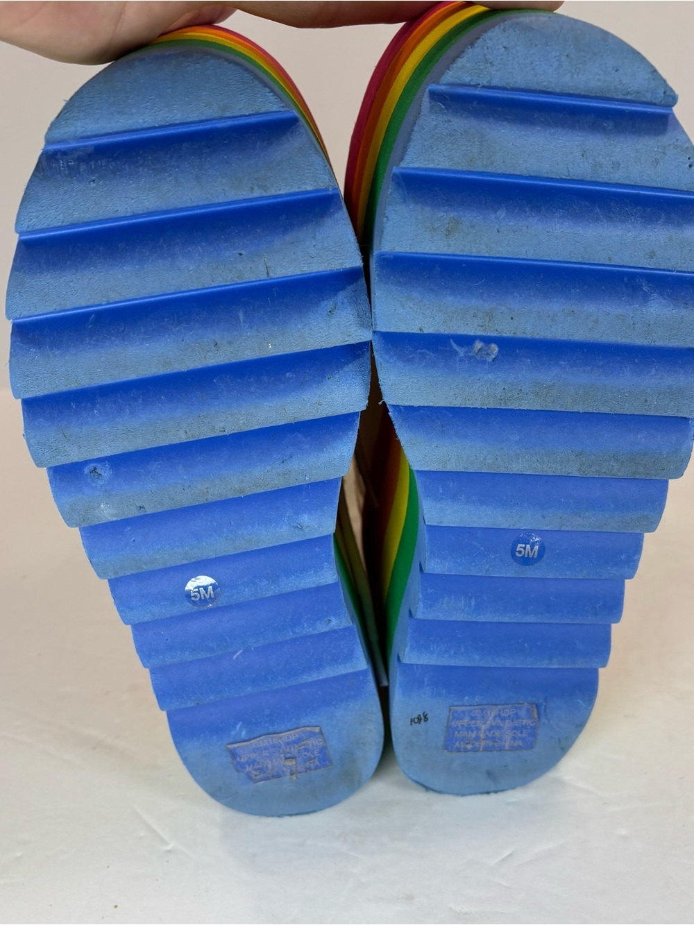 Dolls Kill Current Mood Happy Daze Rainbow Platform Clear Pride Boots Size 5 - Picture 7 of 10